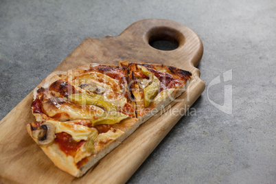 Delicious italian pizza served on grey background