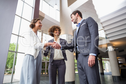 Business executives shaking hands with each other