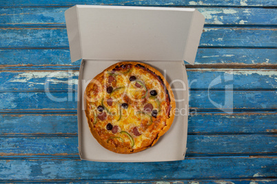 Delicious pizza in pizza box