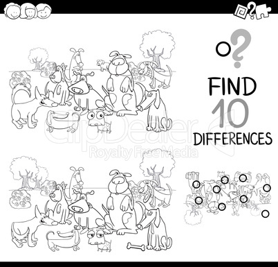 dog difference game coloring page