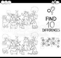 dog difference game coloring page