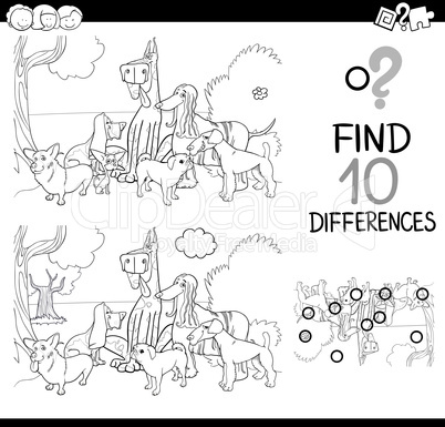 dogs difference game coloring page