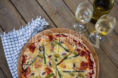 Italian pizza served on a pizza tray