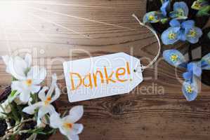 Sunny Flowers, Label, Danke Means Thank You