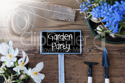 Sunny Spring Flowers, Sign, Text Garden Party