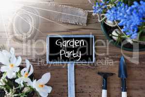 Sunny Spring Flowers, Sign, Text Garden Party