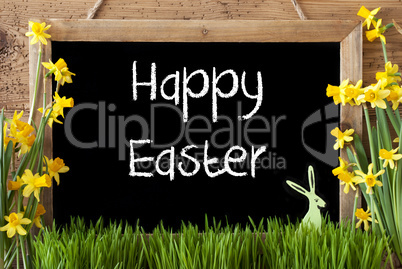 Narcissus, Bunny, Text Happy Easter