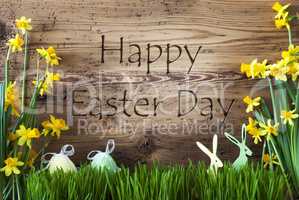 Decoration, Egg And Bunny, Gras, Text Happy Easter Day