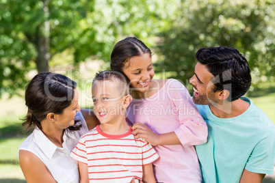 Family enjoying in park