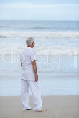 Senior man standing on the beach