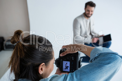 Male model posing for a photoshoot