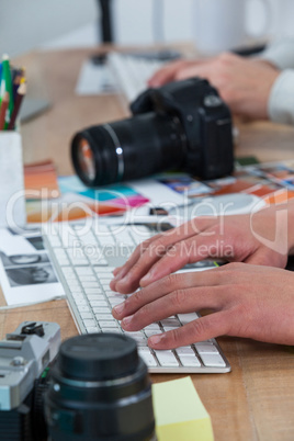 Photographer using keyboard