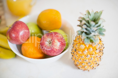 Close-up of fruits in bowl on table