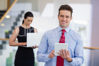 Businessman holding a digital tablet