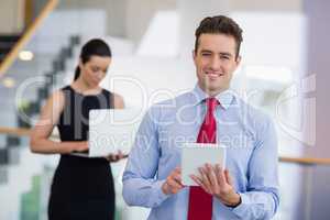 Businessman holding a digital tablet