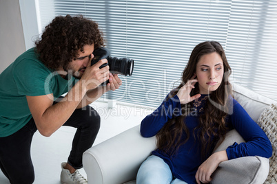 Female model posing for a photoshoot