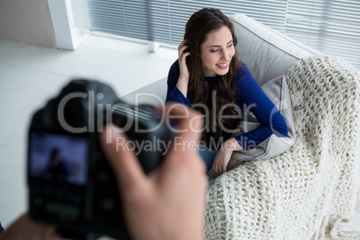 Female model posing for a photoshoot