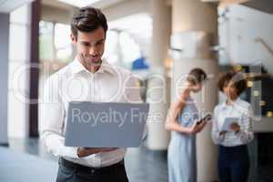 Businessman using laptop