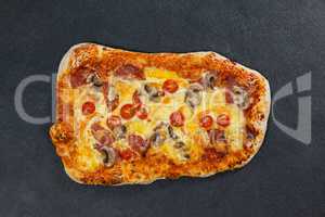 Delicious italian pizza served on grey background