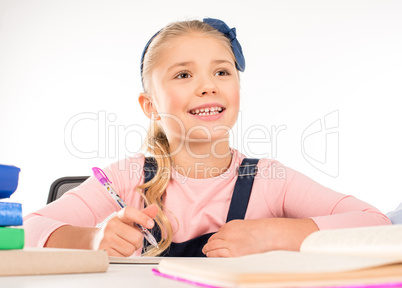 Schoolchild doing homework