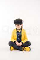 Child in virtual reality headset