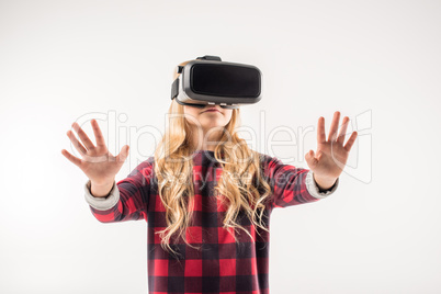 Kid in virtual reality headset