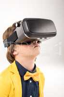 Child in virtual reality headset
