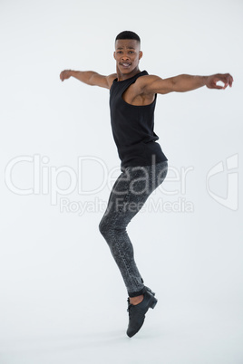 Portrait of dancer practising dance