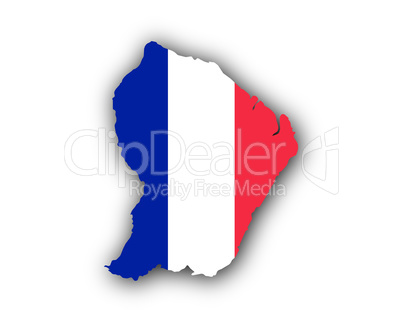 Karte und Fahne von Französisch Guyana