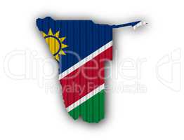 Karte und Fahne von Namibia auf Wellblech