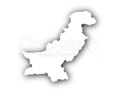Karte von Pakistan mit Schatten