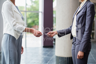 Business executives exchanging business card