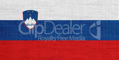 Fahne von Slowenien auf altem Leinen