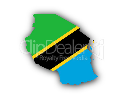 Karte und Fahne von Tansania