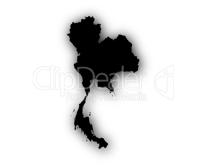 Karte von Thailand mit Schatten