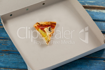 Slice of pizza in pizza box