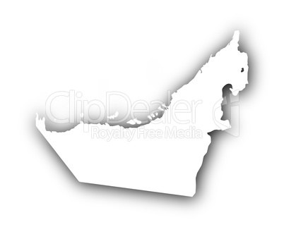 Karte der Vereinigten Arabischen Emirate mit Schatten