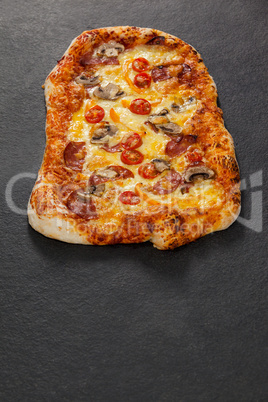 Delicious italian pizza served on grey background