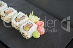 Sushi on stone tray