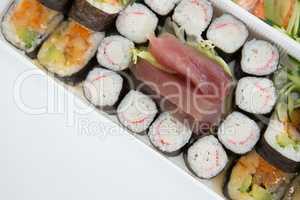 Tray of assorted sushi
