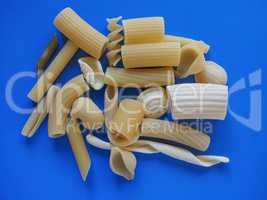 Traditional Italian pasta, blue background