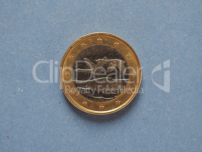 1 euro coin, European Union, Finland over blue