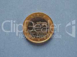 1 euro coin, European Union, Finland over blue