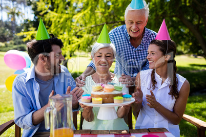 Happy family celebrating birthday party