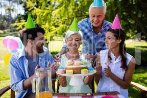 Happy family celebrating birthday party