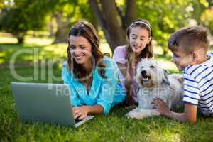 Happy family enjoying in park