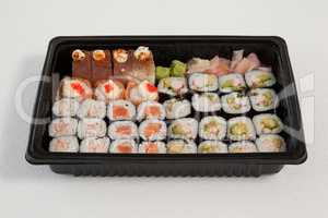 Set of assorted sushi kept in a black box