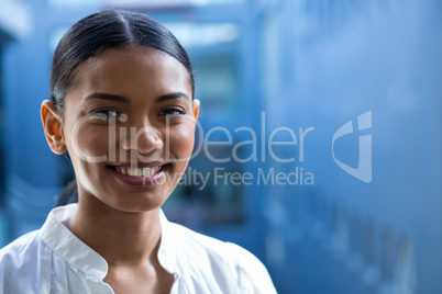 Business executive smiling in office