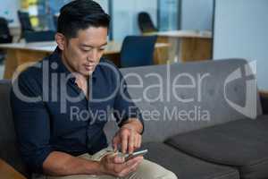 Business executive using mobile phone