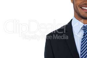 Businessman standing against white background